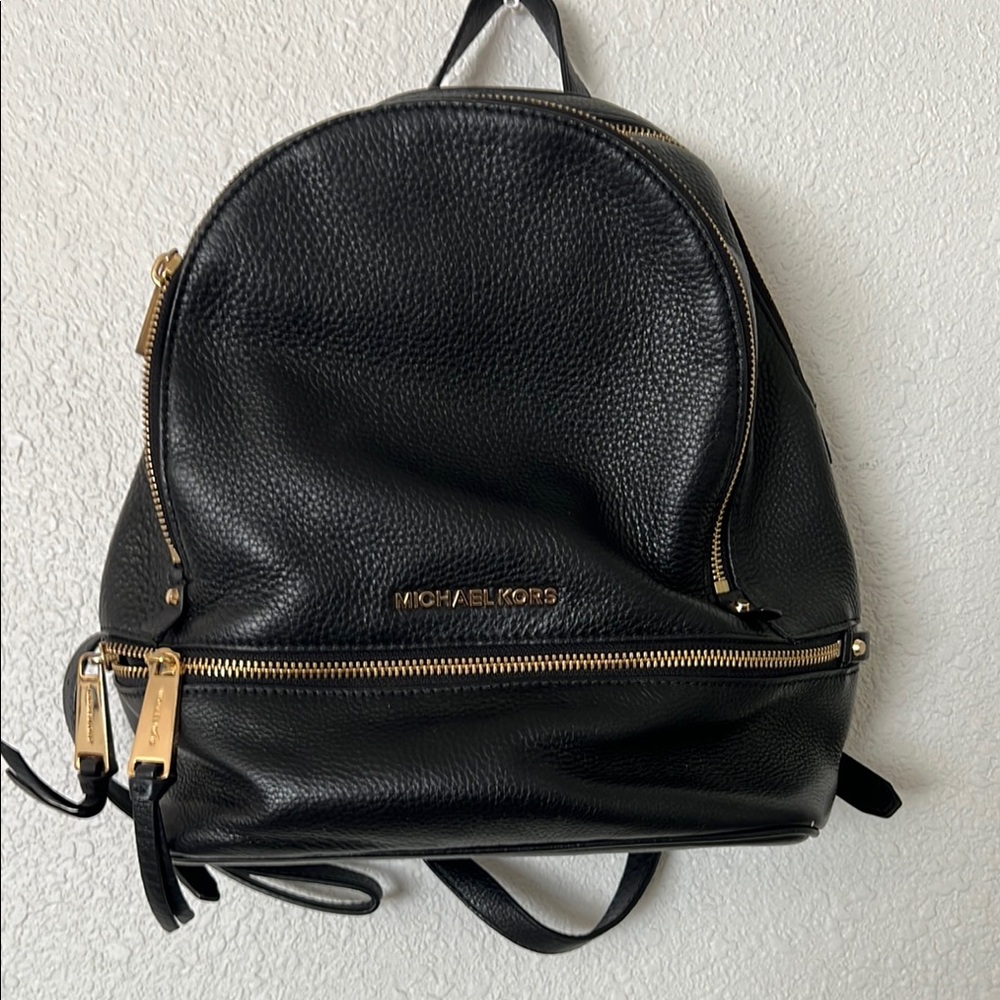Michael Kors Black Pebbled Leather Backpack EUC